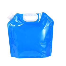 5L Water Bag Folding Portable Sports Storage Container Jug Bottle For Outdoor Travel Camping with Handle Folding Water Bag - Blue-540114