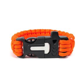 Seven Core Umbrella Rope Braided Survival Whistle Play Flint Escape Emergency Umbrella Rope Bracelet - Orange