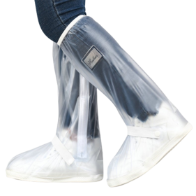 Waterproof Rain Boot Shoe Cover with reflector - White - L