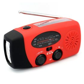 Multifunctional Hand Radio Solar Crank Dynamo Powered AM/FM/WB/NOAA Weather Radio Use Emergency LED Flashlight and Power Bank - China - Red