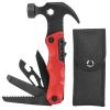 13 In 1 Multi-tool Hammer Outdoor Camping Survival Tools with Pouch Bag Safety Lock Nail Puller Knife Can Opener Saw Screw Depositor Screwdriver - Red