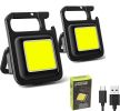 Cob Keychain Work Light 800 Lumens Rechargeable Waterproof Portable Led Small Flashlights 4 Modes (2 Pack) - VVU-4942