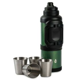 135 oz Black and Green Solid Print Stainless Steel Water Bottle with Screw Cap - Multicolor