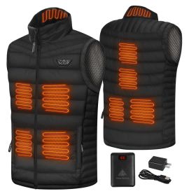 5 Pockets Women's Heated Vest with Battery Pack, Lightweight Down Rechargeable Electric Heated Apparel with 9 Heating Panels Black - S