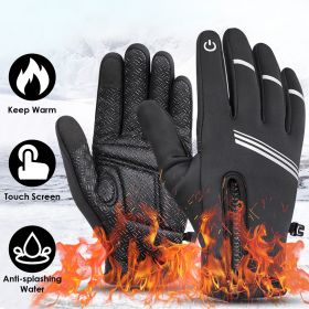 1Pair Winter Gloves Touchscreen Thermal Windproof Fleece Lined Gloves - XL