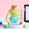 1pc Bear Cute Water Cup, Summer Plastic Cup, Portable Straw Cup, Large-capacity Water Bottle With Strap - Blue - 800ml