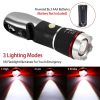 8 In 1 Multi Tool Hammer Zoomable LED Flashlight Emergency Auto Escape Tool - Black