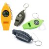 4 In 1 Emergency Survival Whistle With Compass Thermometer Magnifier For Hiking Camping Hunting Fishing - Olive