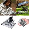 Windproof Emergency Thermal Blanket; Waterproof Survive First Aid Kit For Outdoor Camping Hiking; 130*210 - Silvery