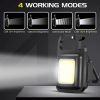 Cob Keychain Work Light 800 Lumens Rechargeable Waterproof Portable Led Small Flashlights 4 Modes (2 Pack) - VVU-4942