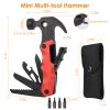 13 In 1 Multi-tool Hammer Outdoor Camping Survival Tools with Pouch Bag Safety Lock Nail Puller Knife Can Opener Saw Screw Depositor Screwdriver - Red