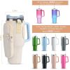 Water Bottle Carrier Bag Neoprene Water Cup Pouch Water Bottle Holder with Adjustable Strap Phone Pocket for Walking Travel Camping - Beige