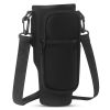 Water Bottle Carrier Bag Neoprene Water Cup Pouch Water Bottle Holder with Adjustable Strap Phone Pocket for Walking Travel Camping - Black