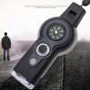 1pc 7 In 1 Safety Whistle; Magnifier; Flashlight & Compass For Emergency Survival Hiking - Grey