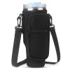 Water Bottle Carrier Bag Neoprene Water Cup Pouch Water Bottle Holder with Adjustable Strap Phone Pocket for Walking Travel Camping - Black