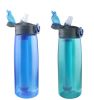 Portable Water Filter Bottle BPA Free Water Purifier with Intergrated Filter Straw for Outdoor Camping Hiking - Green