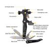 Portable Mini Multi Tool Break Hammer; Car Window Glass Safety Emergency Hammer With Knife Pliers Multitool For Camping Hiking Climbing - Black